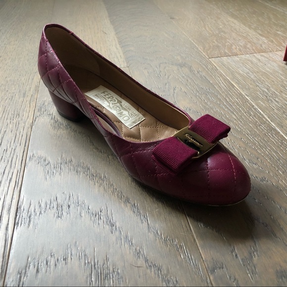 Vara Bow Pump Shoe - Burgundy/Quilted - Picture 4 of 5
